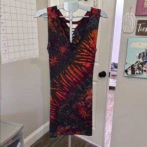 Kathmandu Red and Orange Bodycon Mini Dress